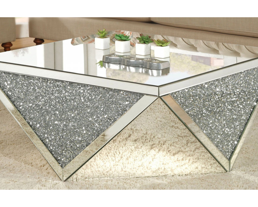 ACME - Noralie Coffee Table in Mirrored/Faux Diamonds (82770)