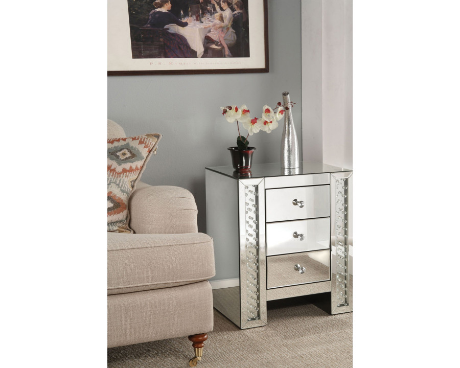 ACME - Nysa Accent Table in Mirrored/Faux Crystals (82778)