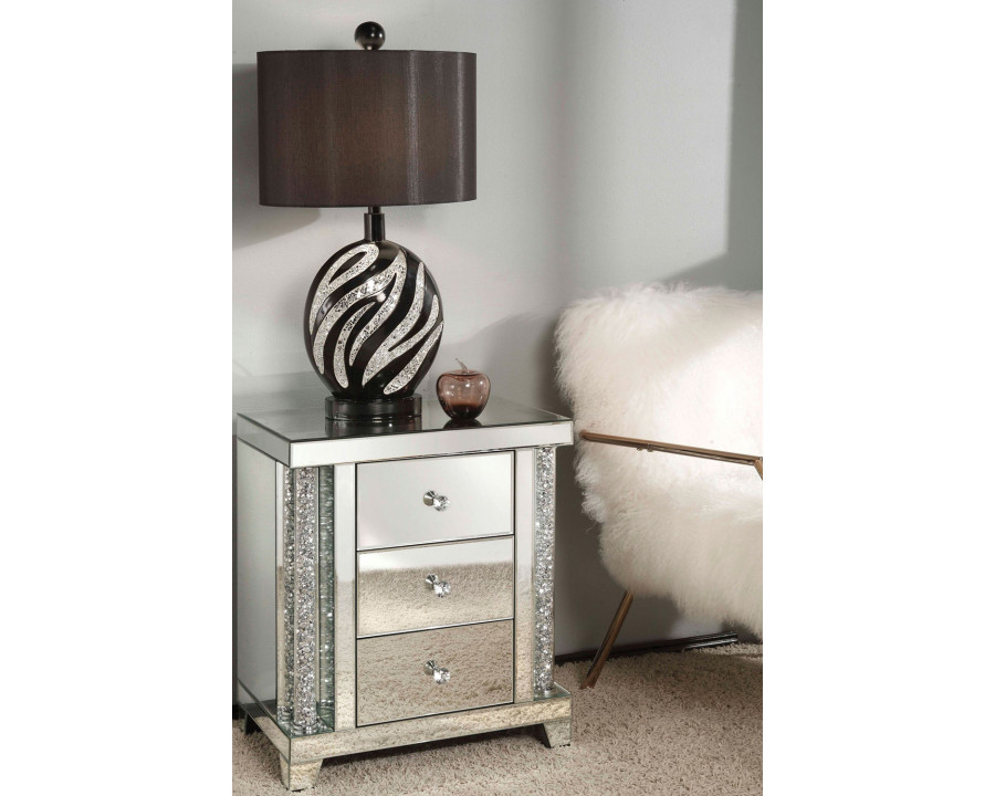 ACME - Noralie Accent Table in Mirrored/Faux Diamonds (82779)