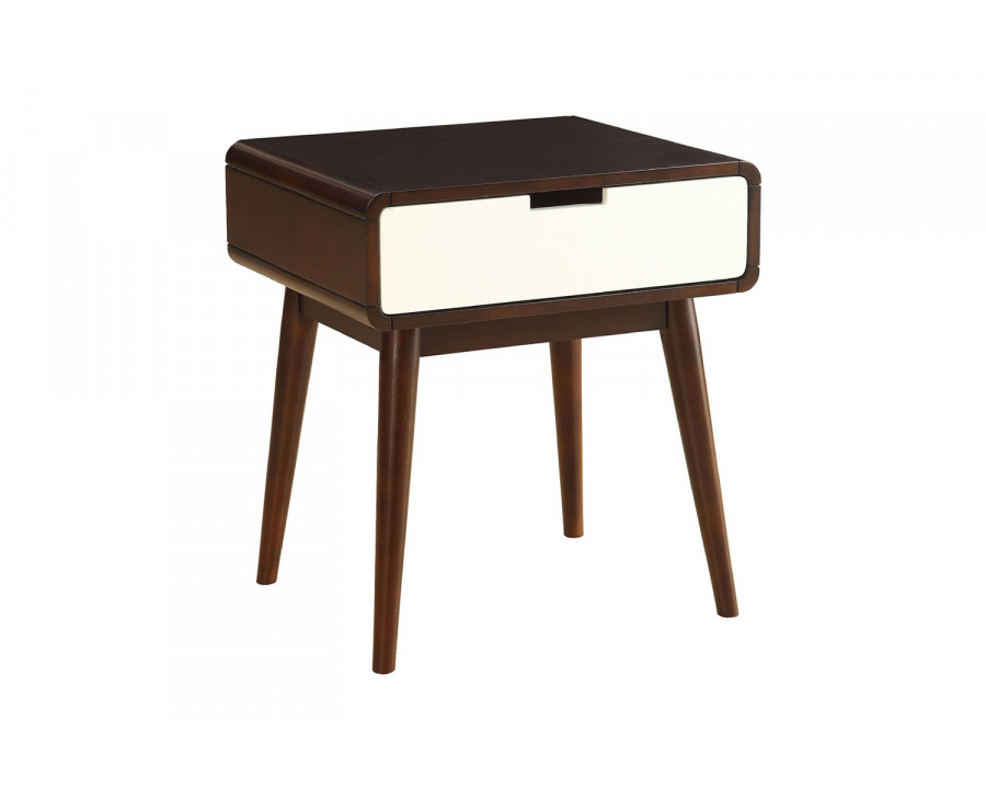 ACME - Christa End Table with USB in White/Espresso