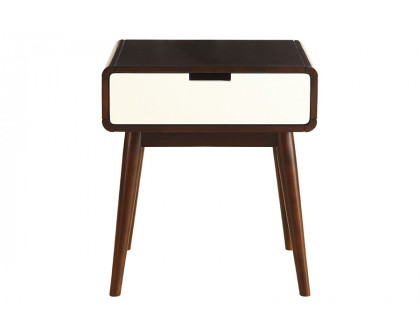 ACME - Christa End Table with USB in White/Espresso