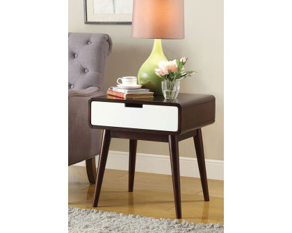 ACME - Christa End Table with USB in White/Espresso