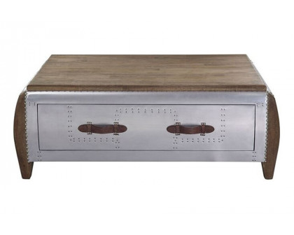 ACME - Brancaster Coffee Table in Antique Oak/Aluminum