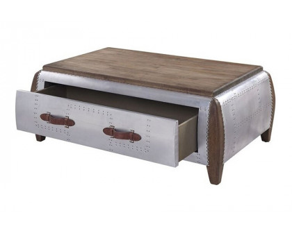 ACME - Brancaster Coffee Table in Antique Oak/Aluminum