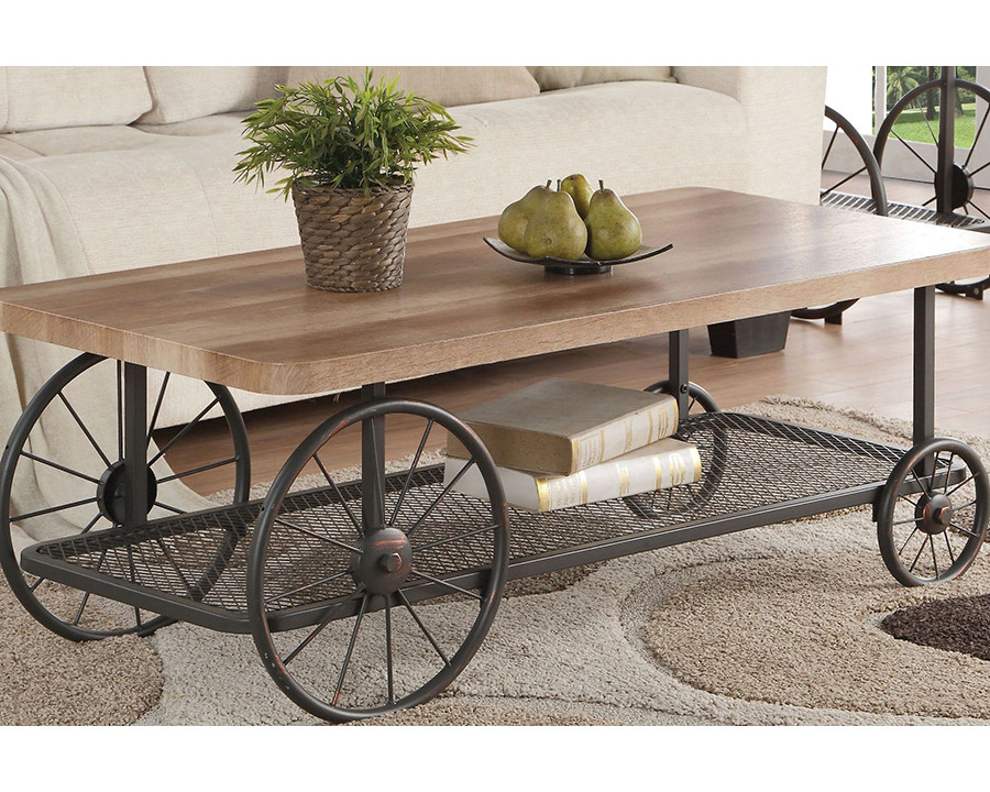 ACME - Francie Coffee Table in Oak/Antique Gray