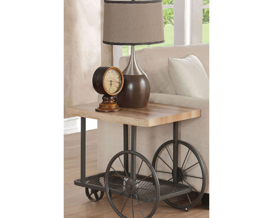 ACME - Francie End Table in Oak/Antique Gray