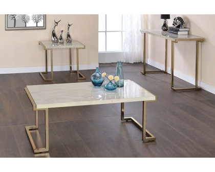 ACME - Boice II Coffee Table in Faux Marble Top/Champagne