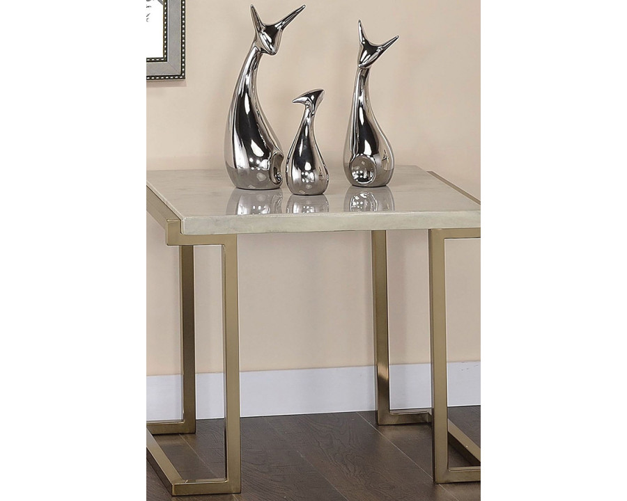 ACME - Boice II End Table in Faux Marble Top/Champagne