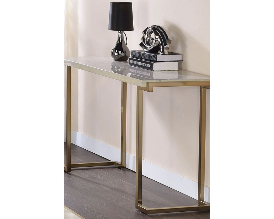 ACME - Boice II Sofa Table in Faux Marble Top/Champagne