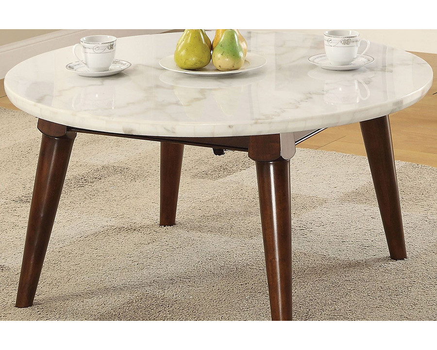 ACME - Gasha Coffee Table in White Marble Top/Walnut