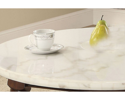 ACME - Gasha Coffee Table in White Marble Top/Walnut