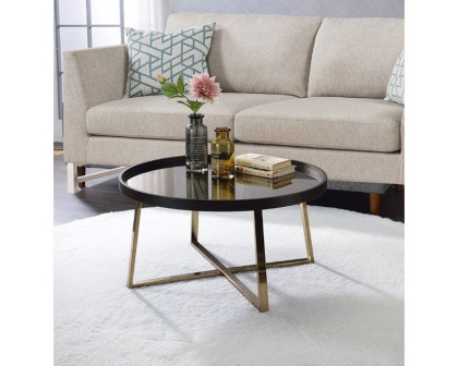 ACME - Hepton Coffee Table in Mirrored/Walnut/Champagne