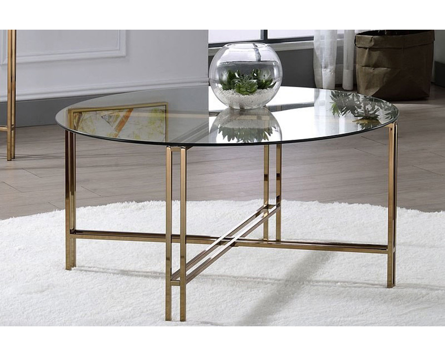 ACME - Veises Coffee Table in Champagne