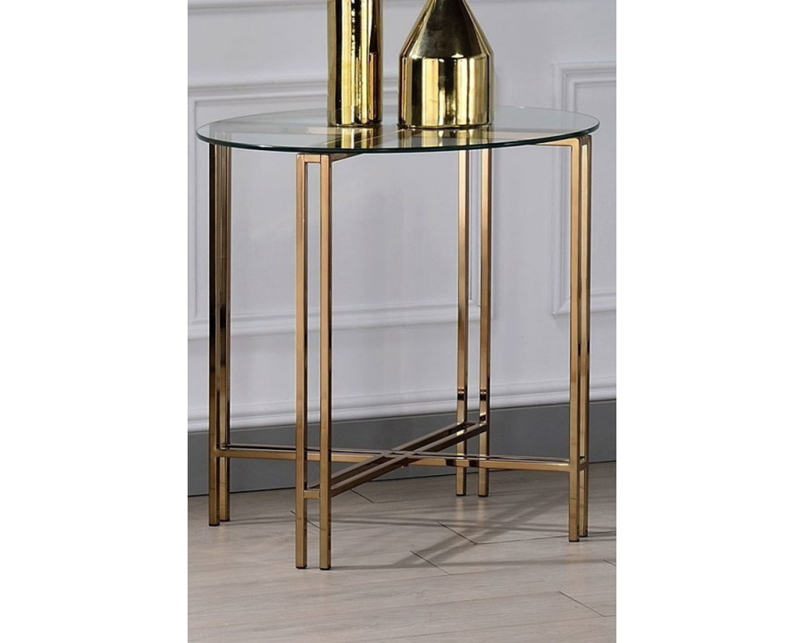 ACME - Veises End Table in Champagne