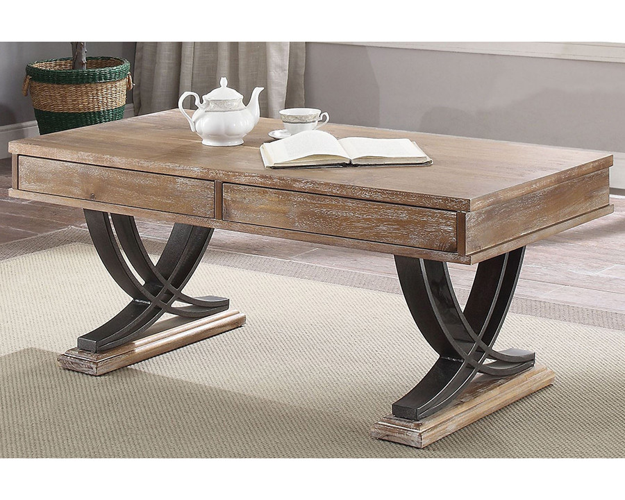 ACME - Pellio Coffee Table in Antique Oak/Black