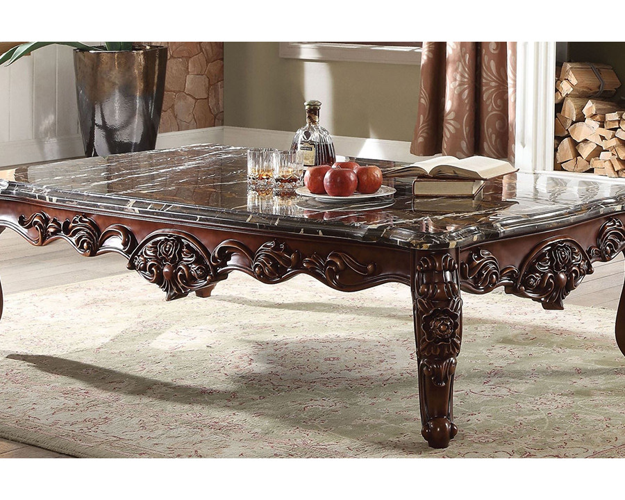 ACME - Forsythia Coffee Table in Marble Top/Walnut