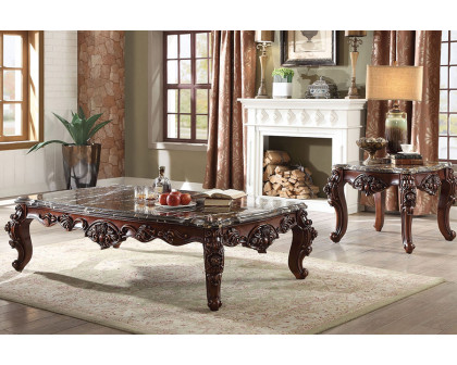 ACME - Forsythia Coffee Table in Marble Top/Walnut