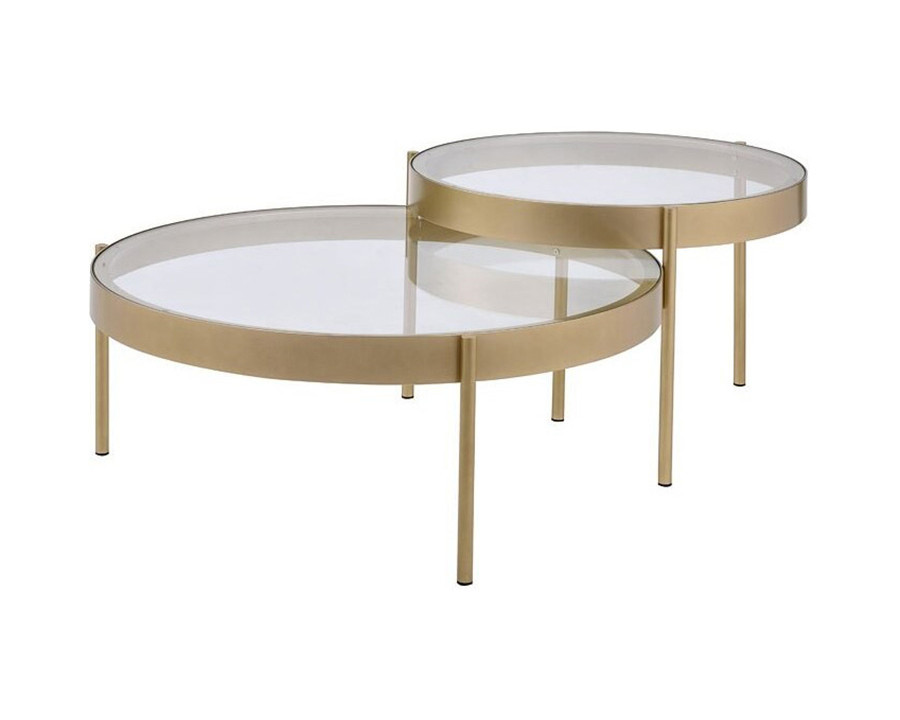 ACME - Andover Nesting Table Set in Clear Glass/Gold