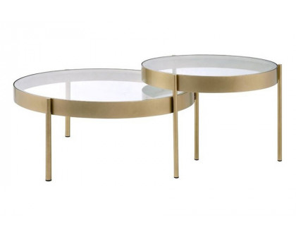 ACME - Andover Nesting Table Set in Clear Glass/Gold