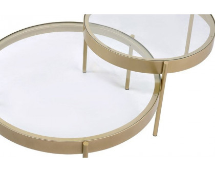 ACME Andover Nesting Table Set - Clear Glass/Gold