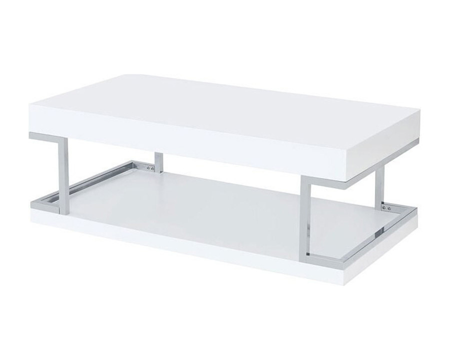 ACME - Aspers Coffee Table in White Top/Chrome