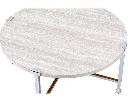 ACME - Brecon Coffee Table in White Oak/Chrome