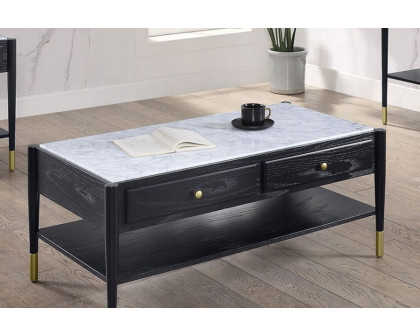 ACME - Atalia Coffee Table in Marble Top/Black