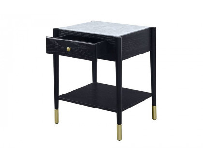 ACME - Atalia End Table in Marble Top/Black