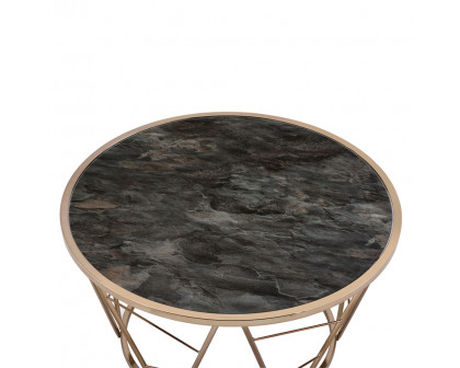 ACME - Cicatrix Coffee Table in Engineering Stone Glass Top/Champagne