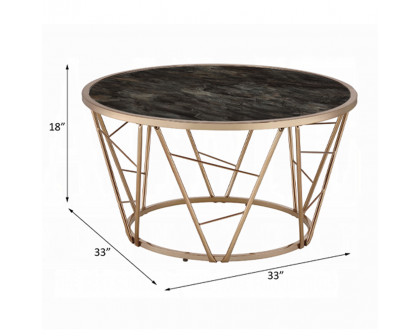 ACME - Cicatrix Coffee Table in Engineering Stone Glass Top/Champagne