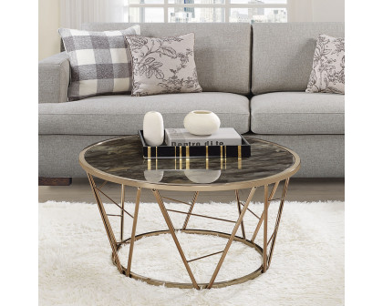 ACME - Cicatrix Coffee Table in Engineering Stone Glass Top/Champagne