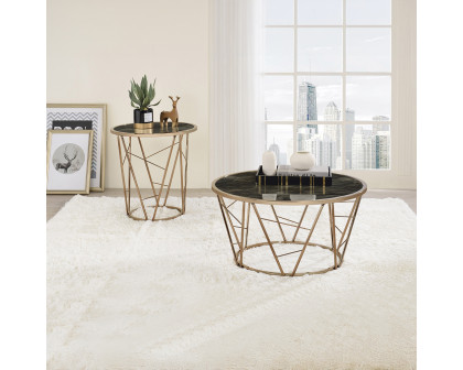 ACME - Cicatrix Coffee Table in Engineering Stone Glass Top/Champagne