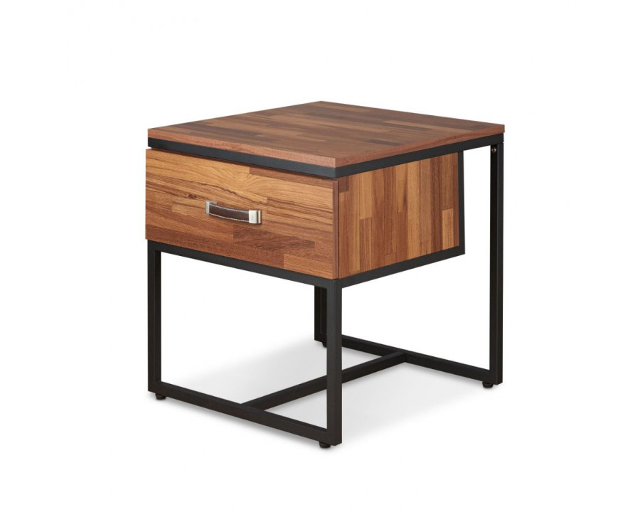 ACME - Sara I End Table in Walnut/Sandy Black