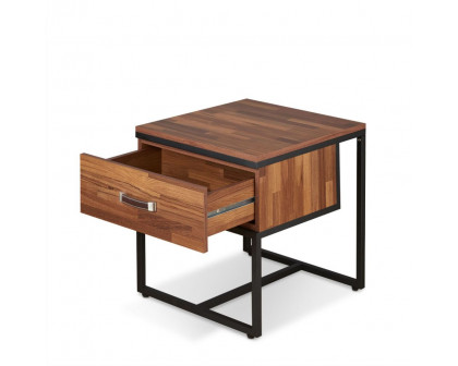 ACME - Sara I End Table in Walnut/Sandy Black