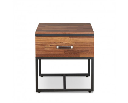 ACME - Sara I End Table in Walnut/Sandy Black