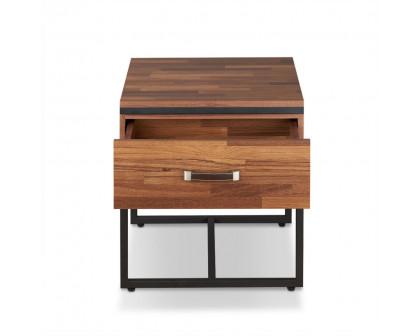 ACME - Sara I End Table in Walnut/Sandy Black