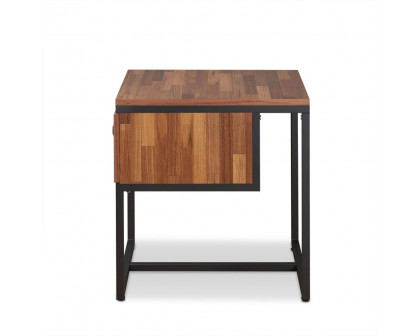 ACME - Sara I End Table in Walnut/Sandy Black