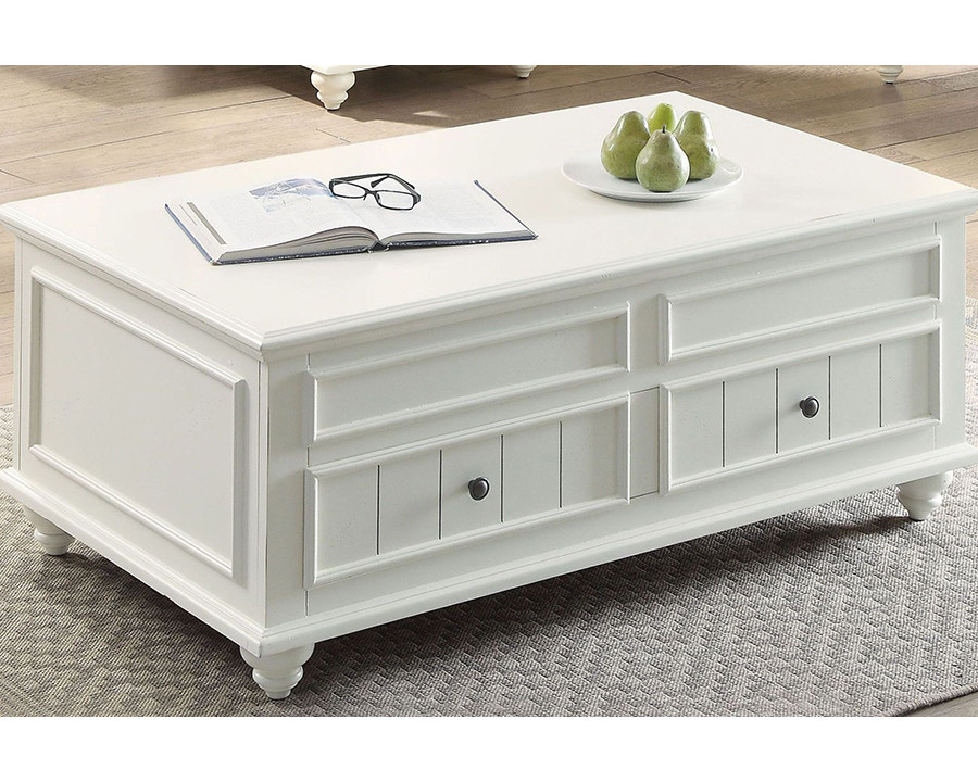 ACME - Natesa Coffee Table with Lift Top in White Washed