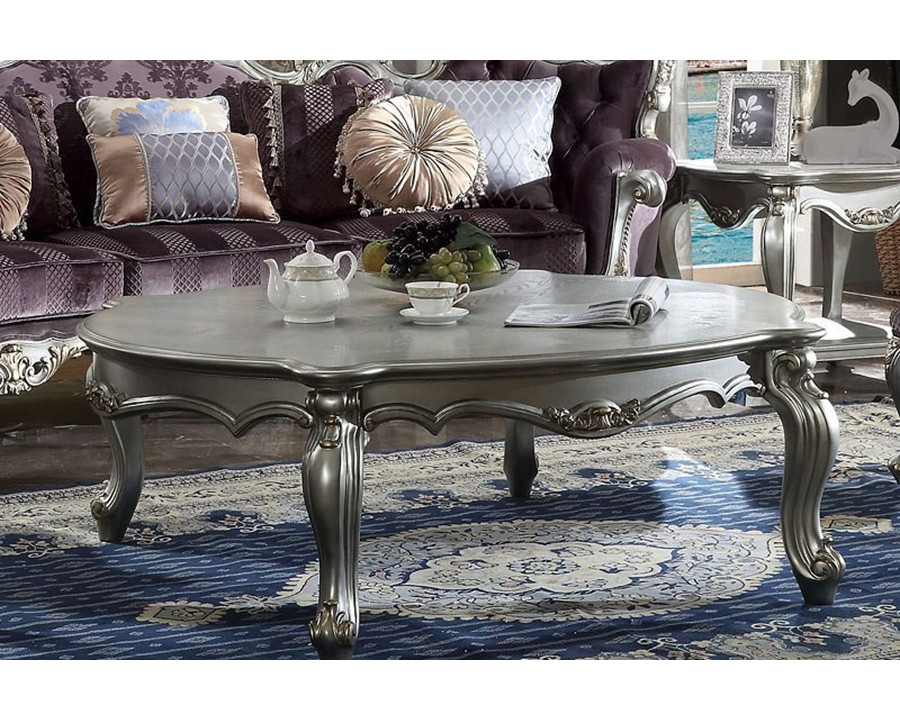 ACME - Picardy Coffee Table in Antique Platinum