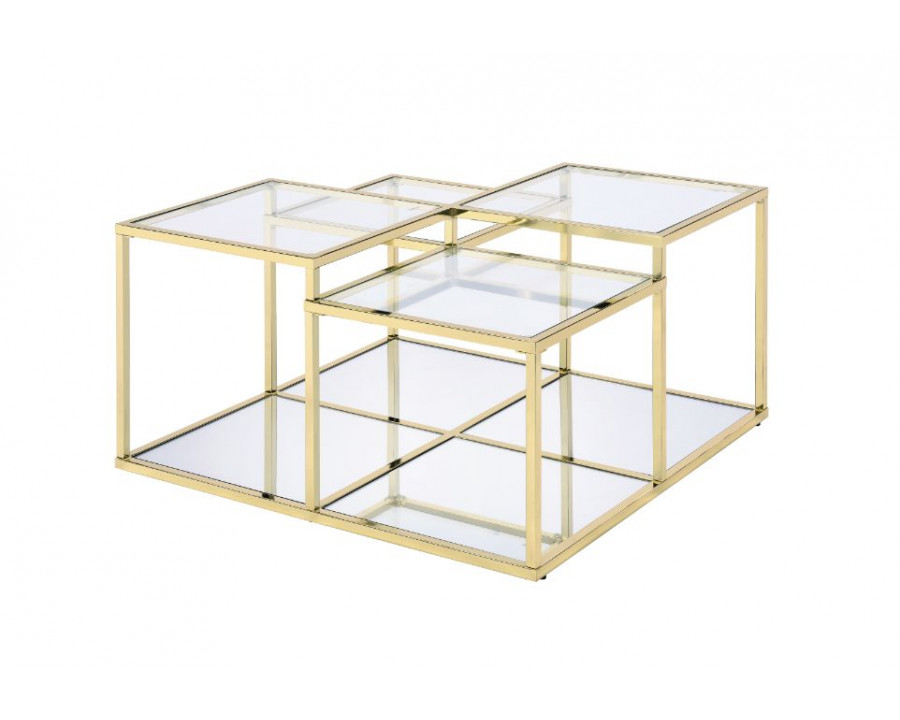 ACME - Uchenna Coffee Table in Clear Glass/Gold