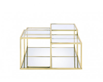 ACME - Uchenna Coffee Table in Clear Glass/Gold