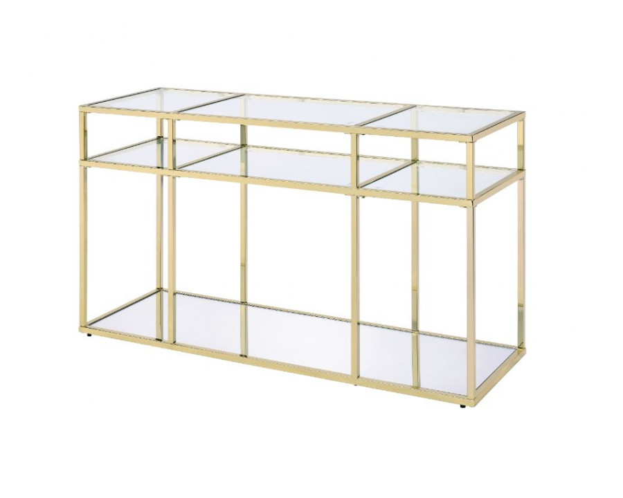 ACME - Uchenna Sofa Table in Clear Glass/Gold