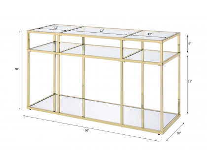 ACME - Uchenna Sofa Table in Clear Glass/Gold