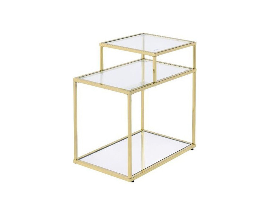 ACME - Uchenna Accent Table in Clear Glass/Gold