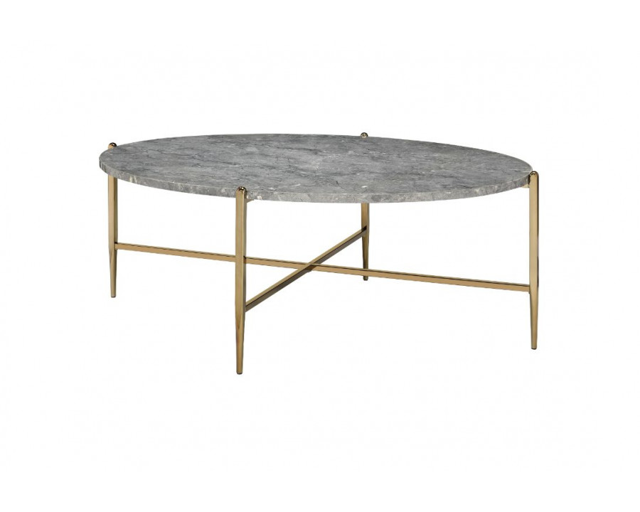 ACME - Tainte Coffee Table in Faux Marble Top/Champagne