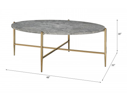 ACME - Tainte Coffee Table in Faux Marble Top/Champagne