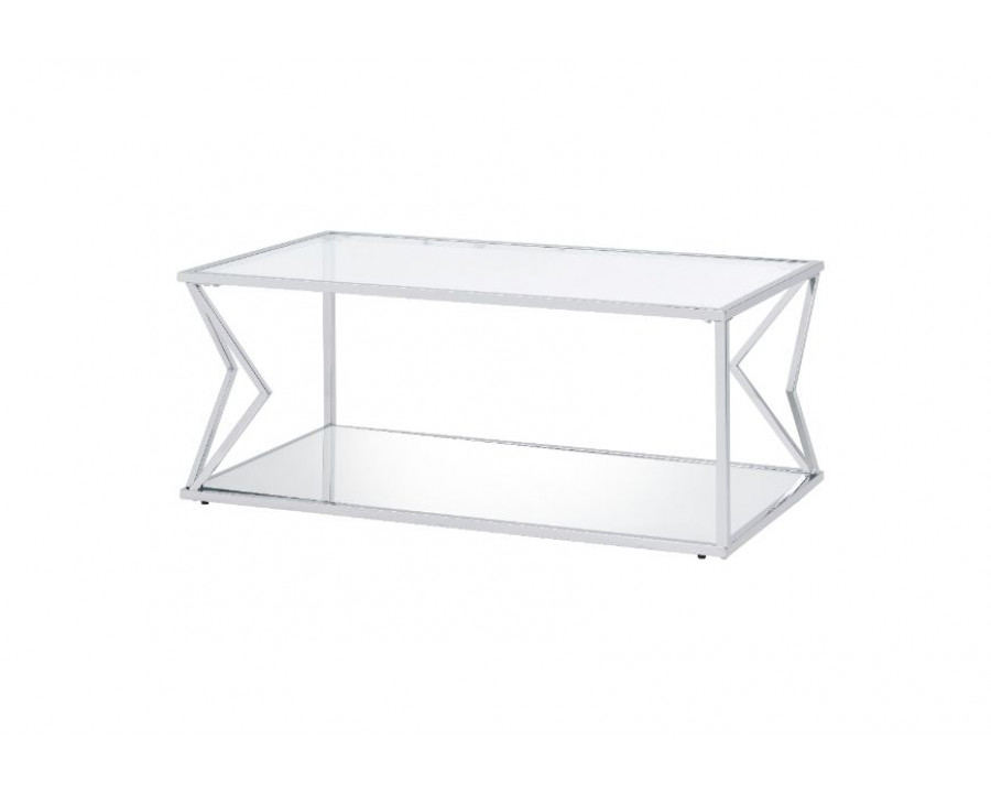 ACME - Virtue Coffee Table in Clear Glass/Chrome