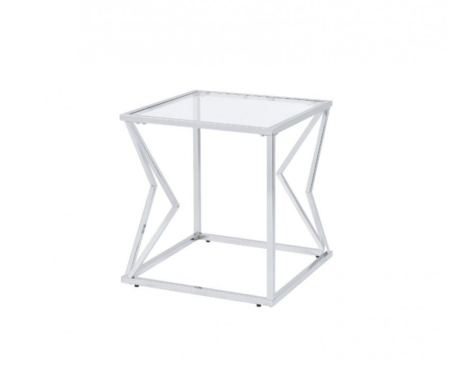 ACME - Virtue End Table in Clear Glass/Chrome