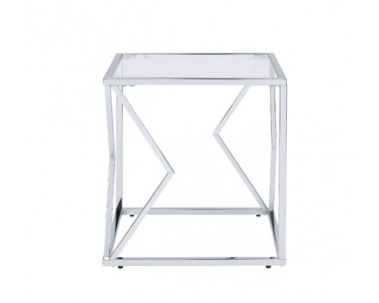 ACME - Virtue End Table in Clear Glass/Chrome