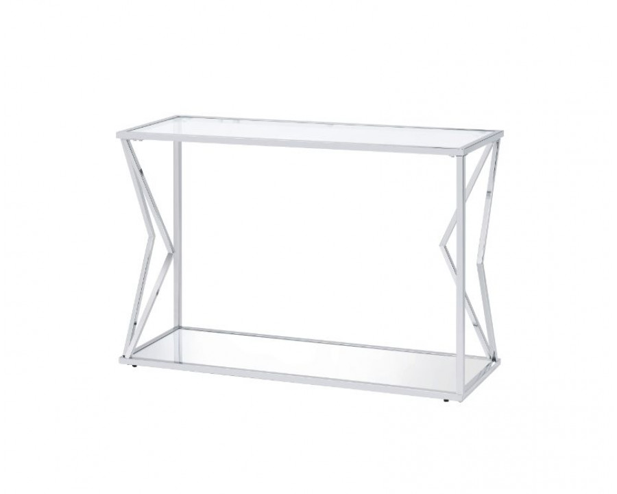 ACME - Virtue Sofa Table in Clear Glass/Chrome